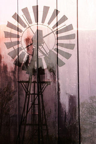 Windmill Sunset Black Ornate Wood Framed Art Print with Double Matting by Kimberly, Allen