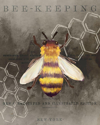 Bee Charmer 1 White Modern Wood Framed Art Print with Double Matting by Allen, Kimberly