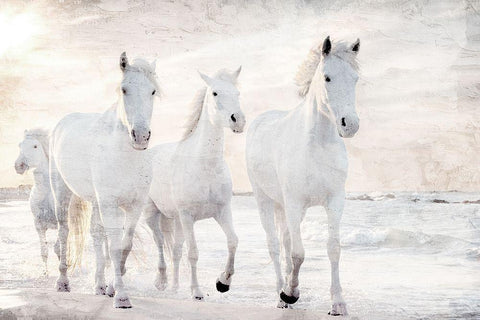 Beach Runners White Modern Wood Framed Art Print with Double Matting by Allen, Kimberly