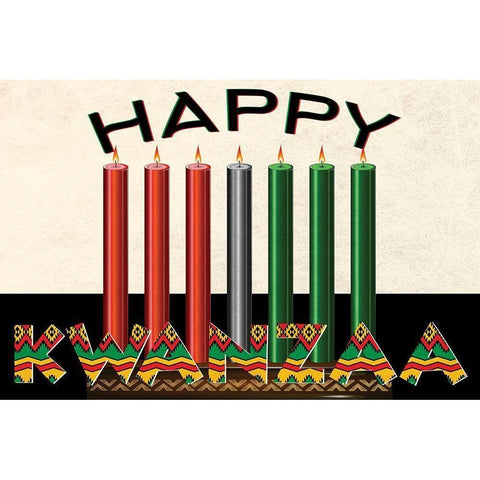 Happy Kwanzaa Gold Ornate Wood Framed Art Print with Double Matting by Allen, Kimberly