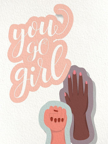 You GO Girl Hands Black Ornate Wood Framed Art Print with Double Matting by Allen, Kimberly