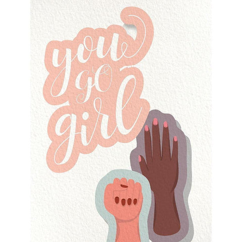 You GO Girl Hands Gold Ornate Wood Framed Art Print with Double Matting by Allen, Kimberly