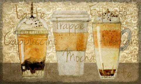 Damask Coffee 2 Black Ornate Wood Framed Art Print with Double Matting by Allen, Kimberly