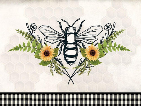Bee Flower White Modern Wood Framed Art Print with Double Matting by Allen, Kimberly