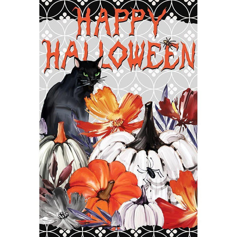 Black Cat Halloween White Modern Wood Framed Art Print by Allen, Kimberly