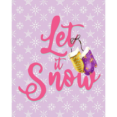 _Let It Snow Mittens Gold Ornate Wood Framed Art Print with Double Matting by Allen, Kimberly