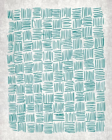 Teal Crosshatched 1 Black Ornate Wood Framed Art Print with Double Matting by Kimberly, Allen