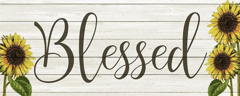 Sunflower Blessed White Modern Wood Framed Art Print with Double Matting by Kimberly, Allen