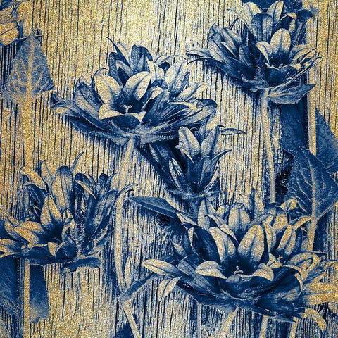Indigo Gold 2 White Modern Wood Framed Art Print with Double Matting by Kimberly, Allen