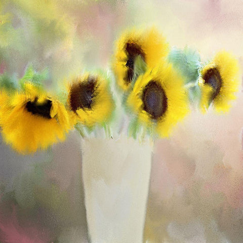 Sunny Bouquet Black Modern Wood Framed Art Print with Double Matting by Kimberly, Allen