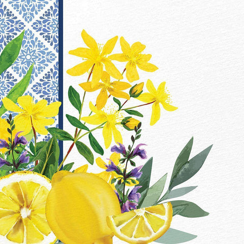 Lemon Tile 2 White Modern Wood Framed Art Print with Double Matting by Allen, Kimberly