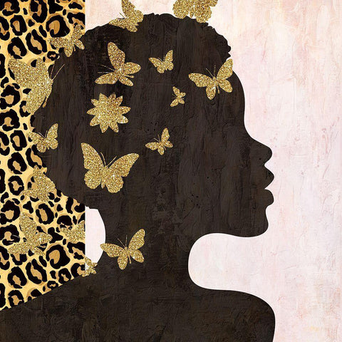 Butterfly Leopard 1 Gold Ornate Wood Framed Art Print with Double Matting by Allen, Kimberly
