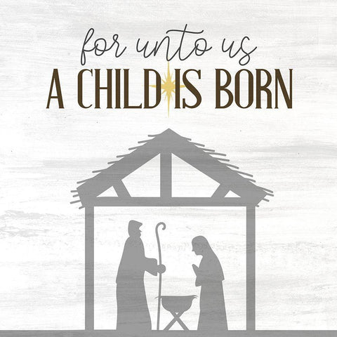 For Unto Us White Modern Wood Framed Art Print by Allen, Kimberly