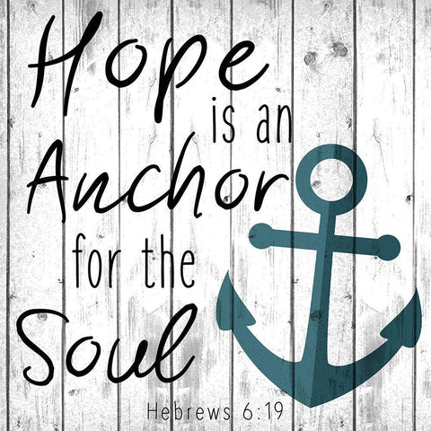 Hope is an Anchor White Modern Wood Framed Art Print with Double Matting by Kimberly, Allen