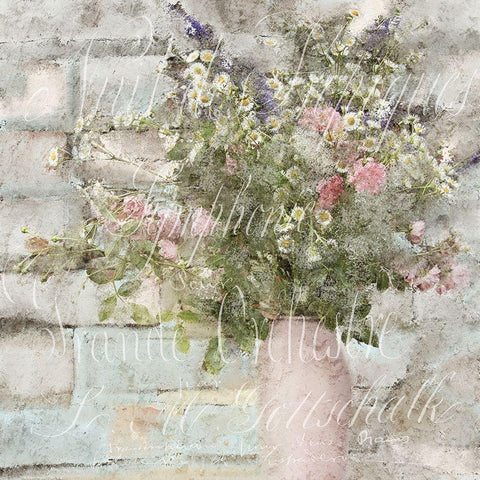 Wildflower Bouquet White Modern Wood Framed Art Print with Double Matting by Kimberly, Allen