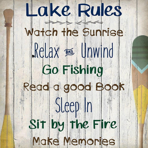 Lake Rules White Modern Wood Framed Art Print by Kimberly, Allen