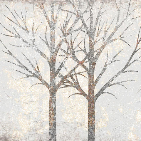 Gilded Trees 2 Black Modern Wood Framed Art Print with Double Matting by Kimberly, Allen