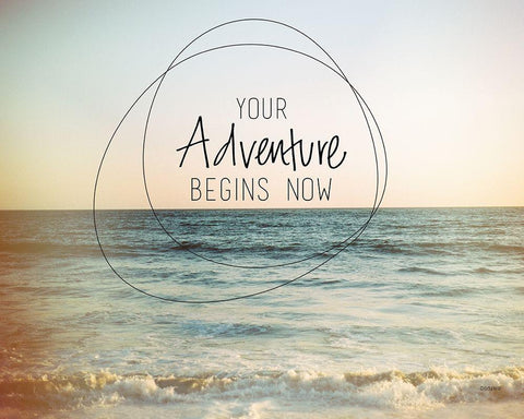 Adventure Begins Now Black Ornate Wood Framed Art Print with Double Matting by Louise, Gigi