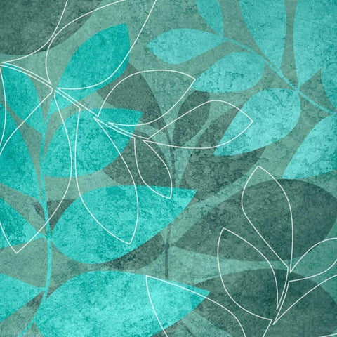 Teal Leaves I White Modern Wood Framed Art Print by Emery, Kristin