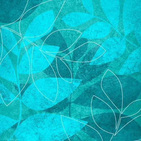 Turquoise Leaves I White Modern Wood Framed Art Print by Emery, Kristin