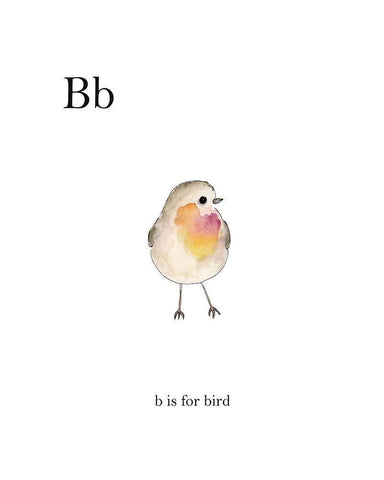 Bb Is For Bird White Modern Wood Framed Art Print with Double Matting by Straatsma, Leah