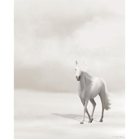 Horse on Beach White Modern Wood Framed Art Print by Straatsma, Leah