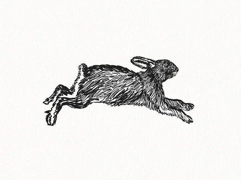 Inky Hare White Modern Wood Framed Art Print with Double Matting by Straatsma, Leah