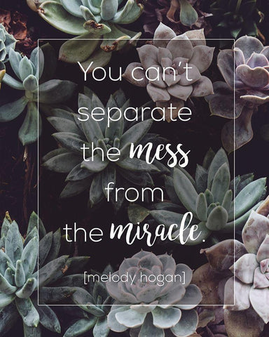 Mess and Miracle White Modern Wood Framed Art Print with Double Matting by Hogan, Melody