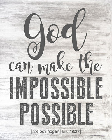 Luke 18:27 White Modern Wood Framed Art Print with Double Matting by Hogan, Melody