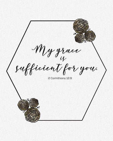 Gold Foil Sufficient 2 White Modern Wood Framed Art Print with Double Matting by Hogan, Melody