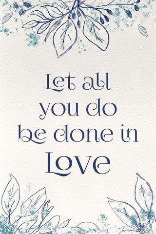 Blue Botanical Blessings 1 Black Ornate Wood Framed Art Print with Double Matting by Hogan, Melody