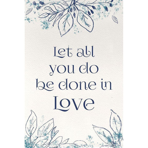 Blue Botanical Blessings 1 White Modern Wood Framed Art Print by Hogan, Melody