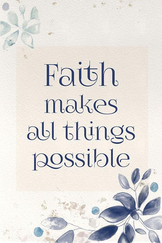 Blue Botanical Blessings 4 White Modern Wood Framed Art Print with Double Matting by Hogan, Melody