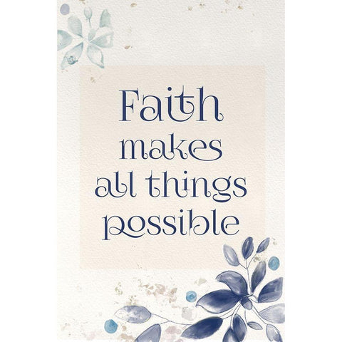 Blue Botanical Blessings 4 Gold Ornate Wood Framed Art Print with Double Matting by Hogan, Melody