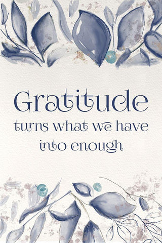 Blue Botanical Blessings 5 White Modern Wood Framed Art Print with Double Matting by Hogan, Melody