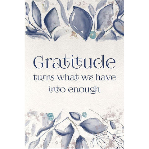 Blue Botanical Blessings 5 White Modern Wood Framed Art Print by Hogan, Melody