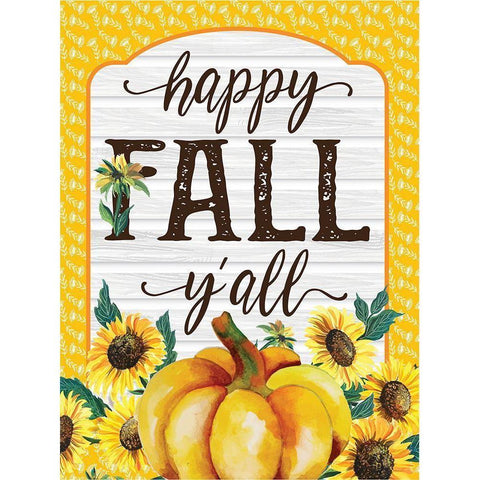 Happy Fall Yall Gold Ornate Wood Framed Art Print with Double Matting by Hogan, Melody