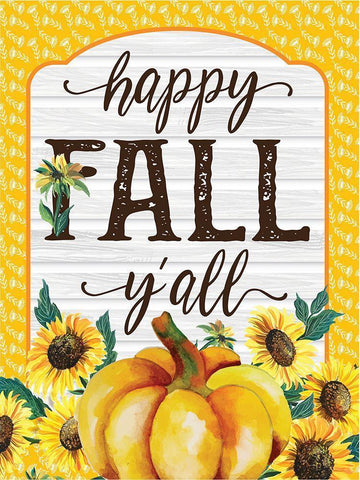 Happy Fall Yall White Modern Wood Framed Art Print with Double Matting by Hogan, Melody