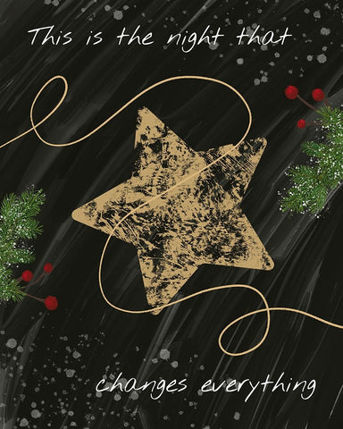 Christmas Night Black Modern Wood Framed Art Print by Hogan, Melody