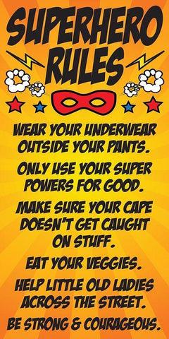 Superhero Rules Black Ornate Wood Framed Art Print with Double Matting by Hogan, Melody