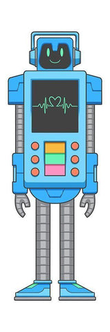 Heart Beat Bot Black Ornate Wood Framed Art Print with Double Matting by Prime, Marcus