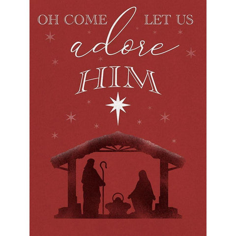 Let Us Adore Him Black Modern Wood Framed Art Print with Double Matting by Prime, Marcus