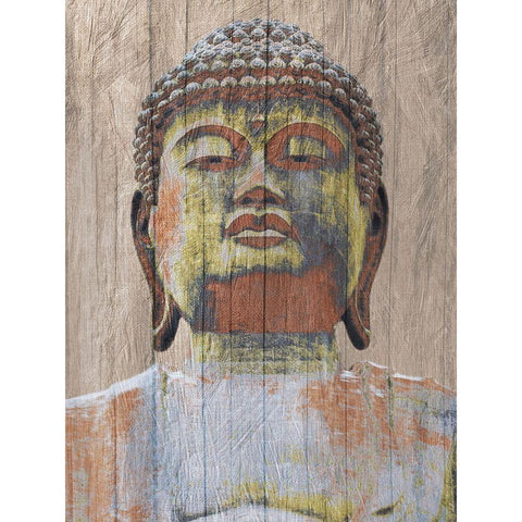 Wooden Painted Buddha Black Modern Wood Framed Art Print with Double Matting by Prime, Marcus