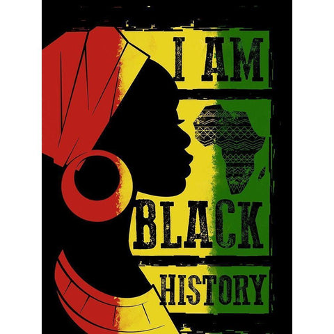I Am Black History Gold Ornate Wood Framed Art Print with Double Matting by Prime, Marcus