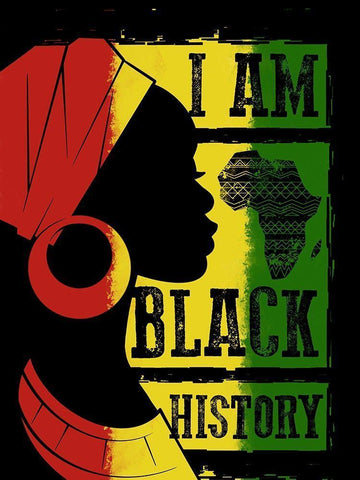 I Am Black History Black Ornate Wood Framed Art Print with Double Matting by Prime, Marcus