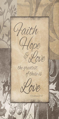 Faith Hope Love White Modern Wood Framed Art Print with Double Matting by Prime, Marcus