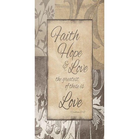 Faith Hope Love Black Modern Wood Framed Art Print by Prime, Marcus