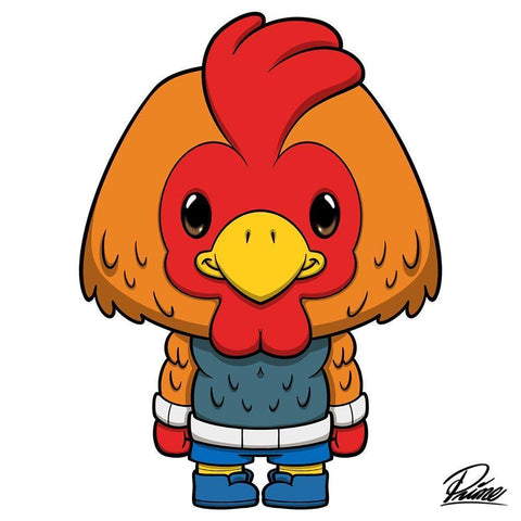 Connor Chicken White Modern Wood Framed Art Print with Double Matting by Prime, Marcus