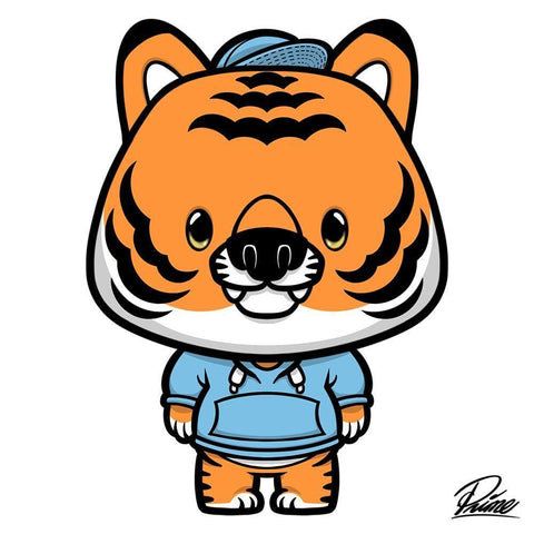 Kye Tiger Black Ornate Wood Framed Art Print with Double Matting by Prime, Marcus