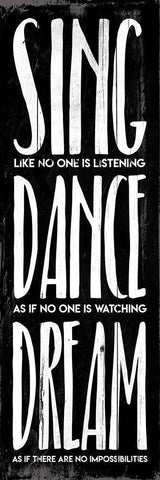 Sing Dance Dream Bw Black Ornate Wood Framed Art Print with Double Matting by Villa, Mlli